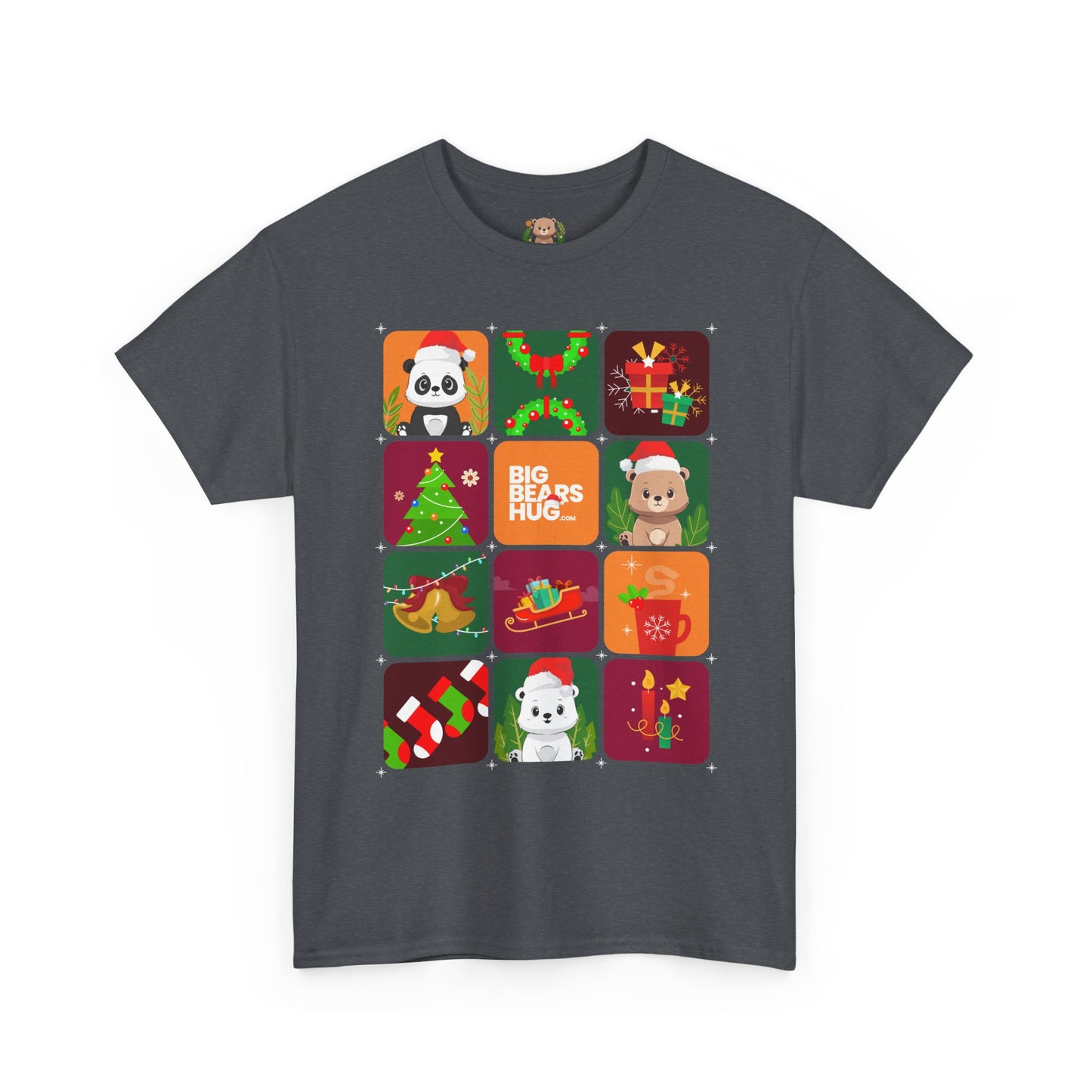 Bear hug Christmas grid (front) unisex crewneck t-shirt