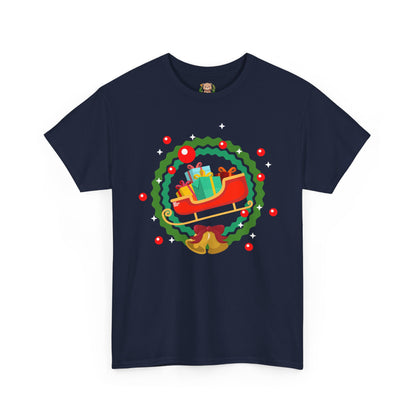 Santa coming with Christmas gifts (front) unisex crewneck t-shirt