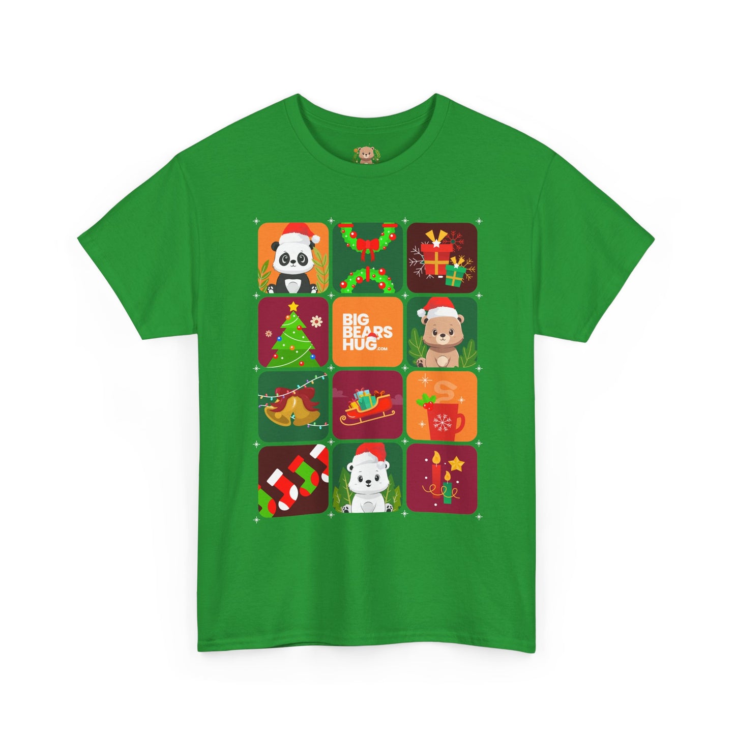 Bear hug Christmas grid (front) unisex crewneck t-shirt