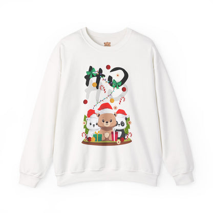 Ho Ho Ho Christmas bears (front) unisex cozy crewneck sweatshirt
