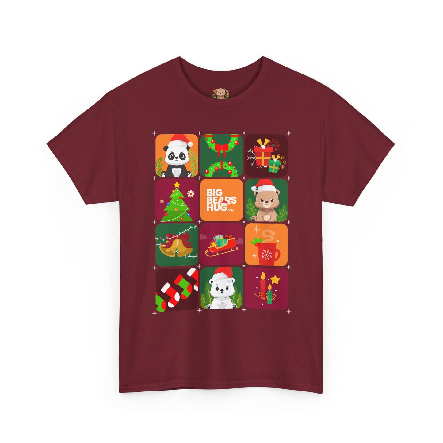 Bear hug Christmas grid (front) unisex crewneck t-shirt