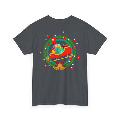 Santa coming with Christmas gifts (back) unisex crewneck t-shirt