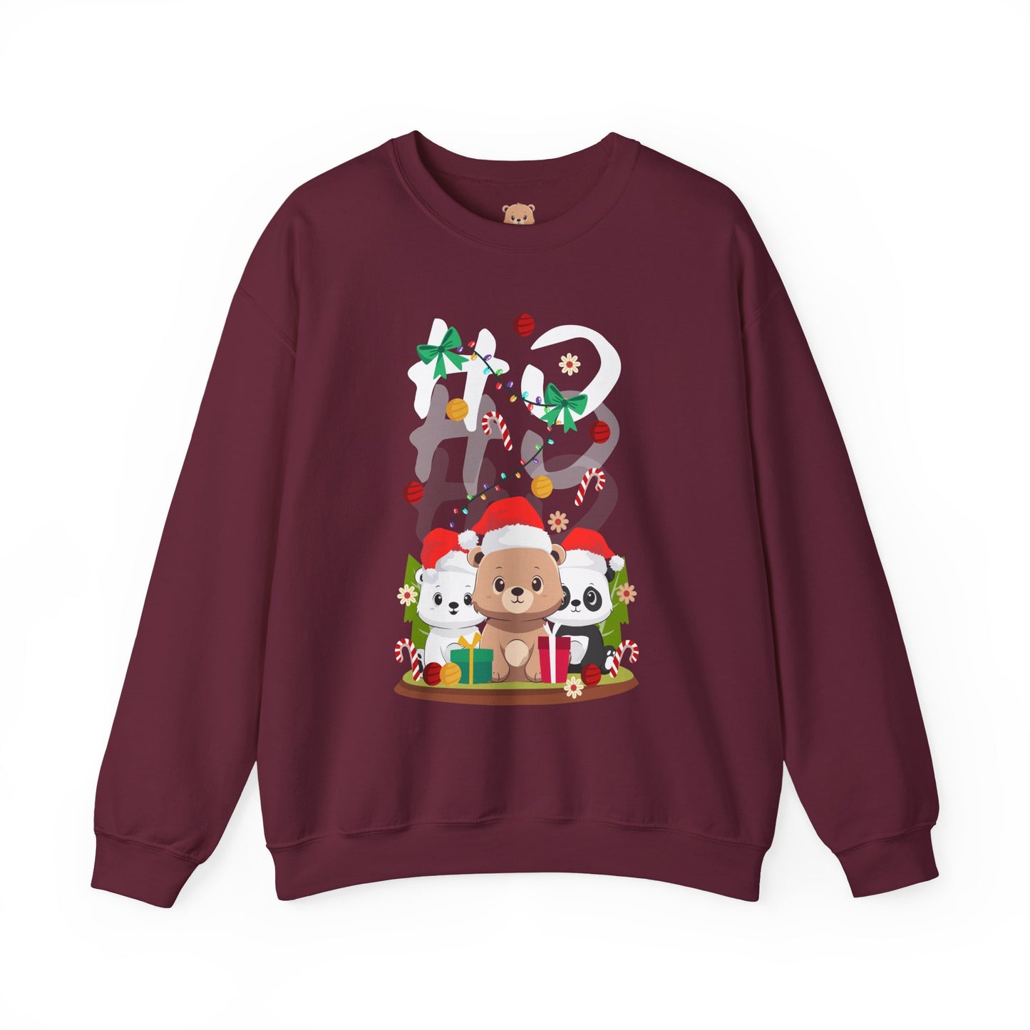 Ho Ho Ho Christmas bears (front) unisex cozy crewneck sweatshirt