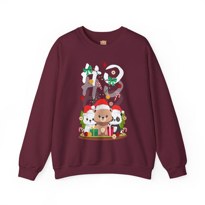 Ho Ho Ho Christmas bears (front) unisex cozy crewneck sweatshirt