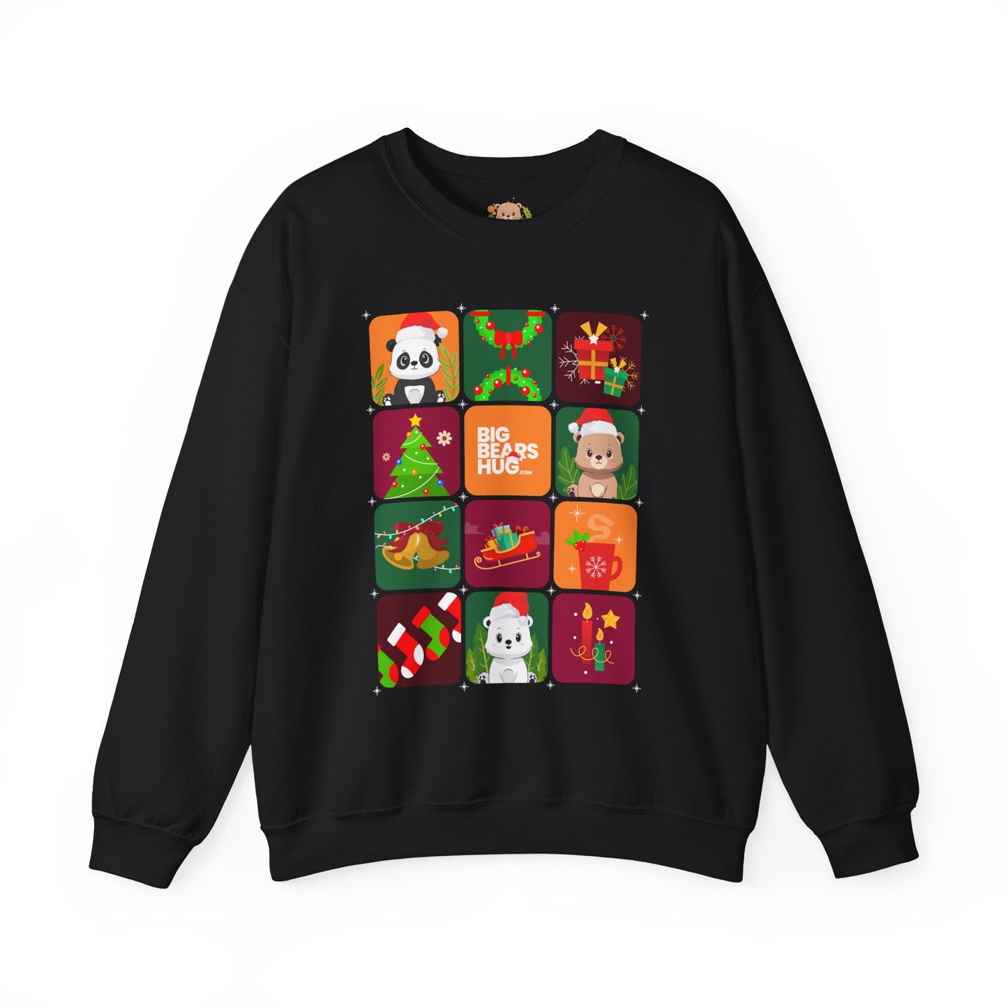 Bear hug Christmas grid (front) unisex crewneck sweatshirt