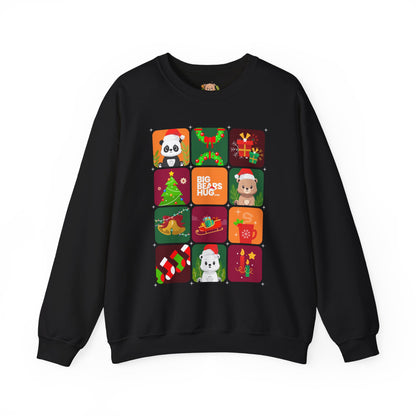 Bear hug Christmas grid (front) unisex crewneck sweatshirt