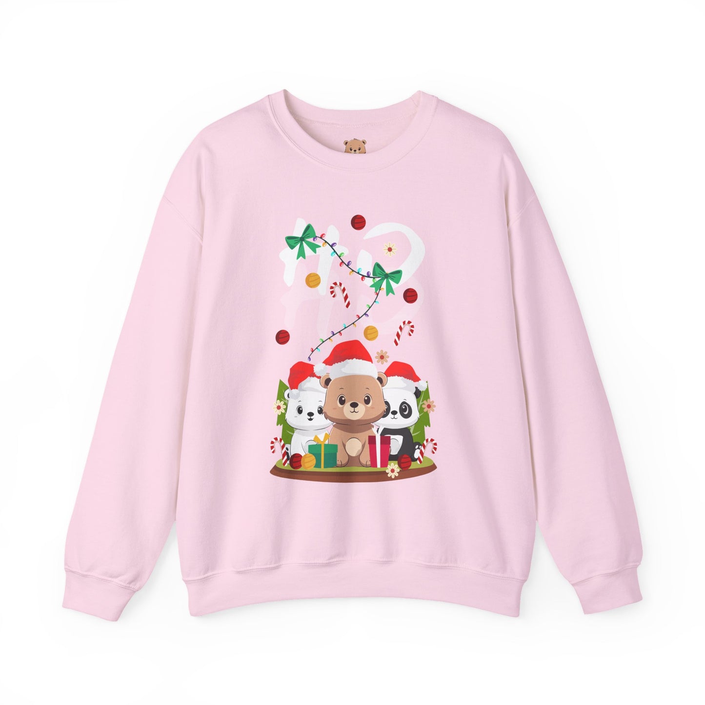 Ho Ho Ho Christmas bears (front) unisex cozy crewneck sweatshirt