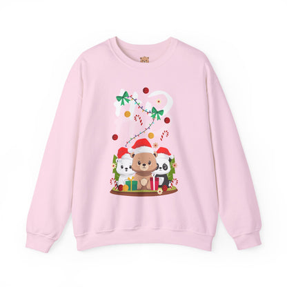 Ho Ho Ho Christmas bears (front) unisex cozy crewneck sweatshirt