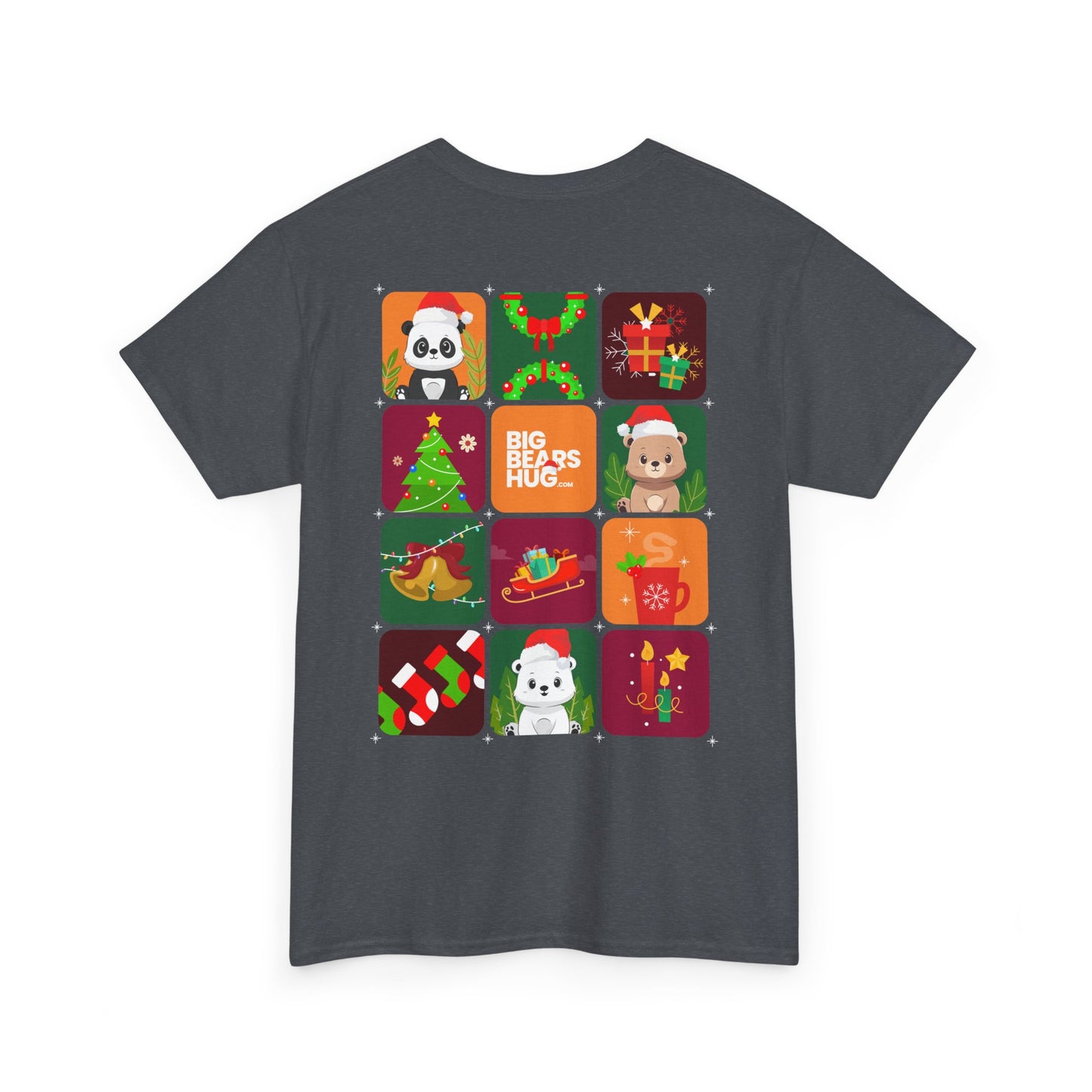 Bear hug Christmas grid (back) unisex crewneck t-shirt