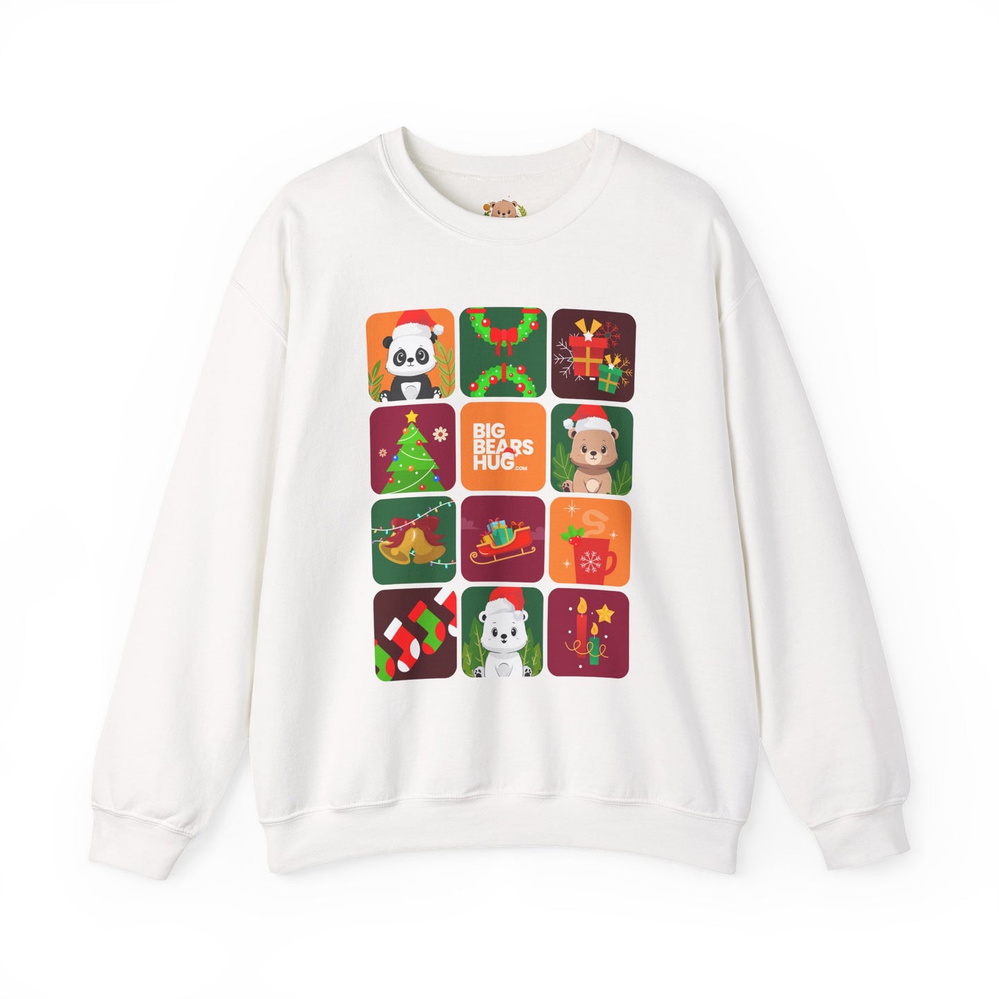 Bear hug Christmas grid (front) unisex crewneck sweatshirt