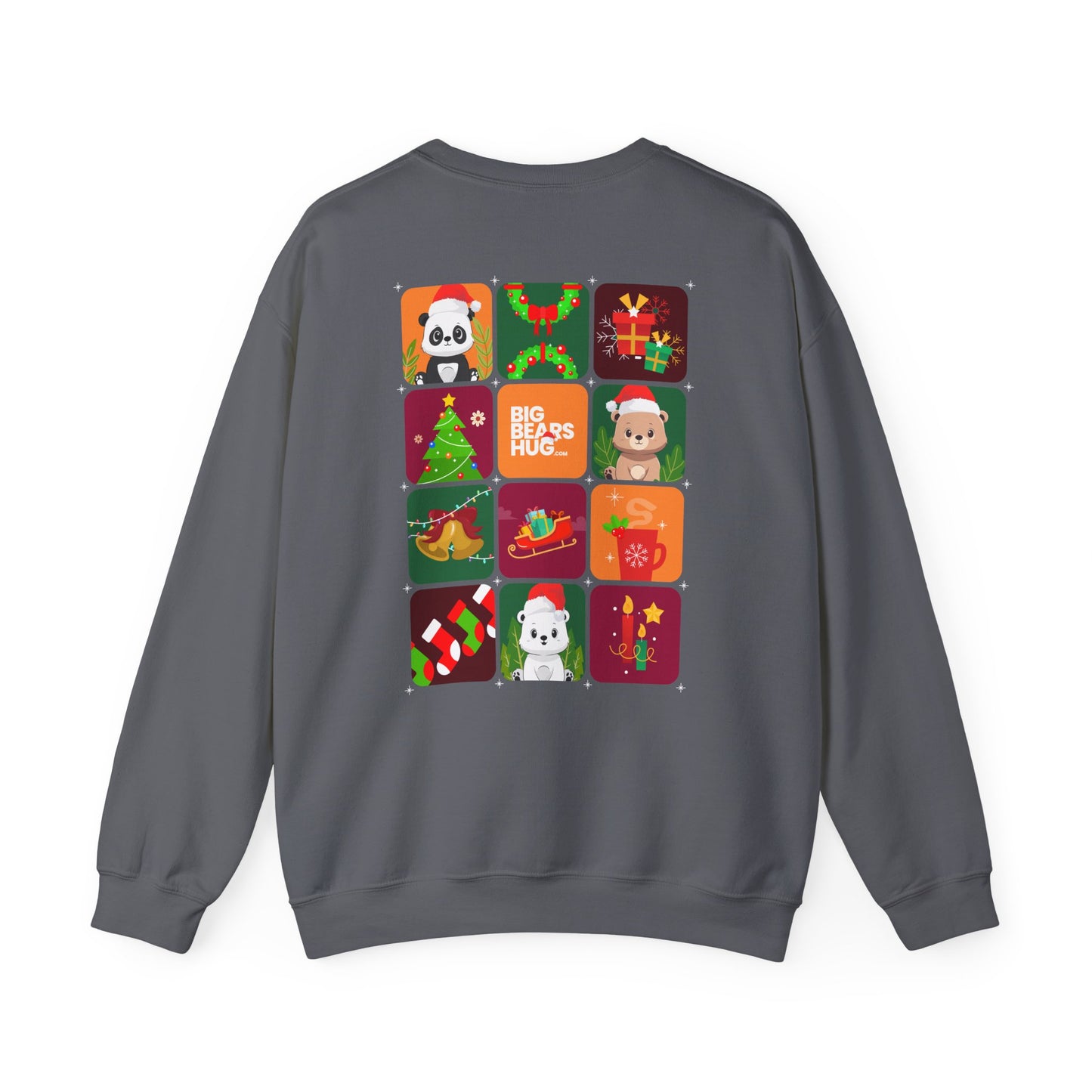 Bear hug Christmas grid (back) unisex crewneck sweatshirt
