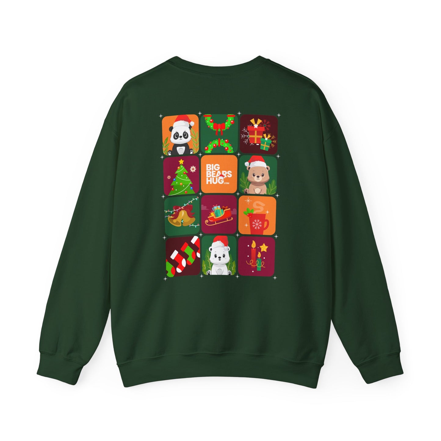 Bear hug Christmas grid (back) unisex crewneck sweatshirt