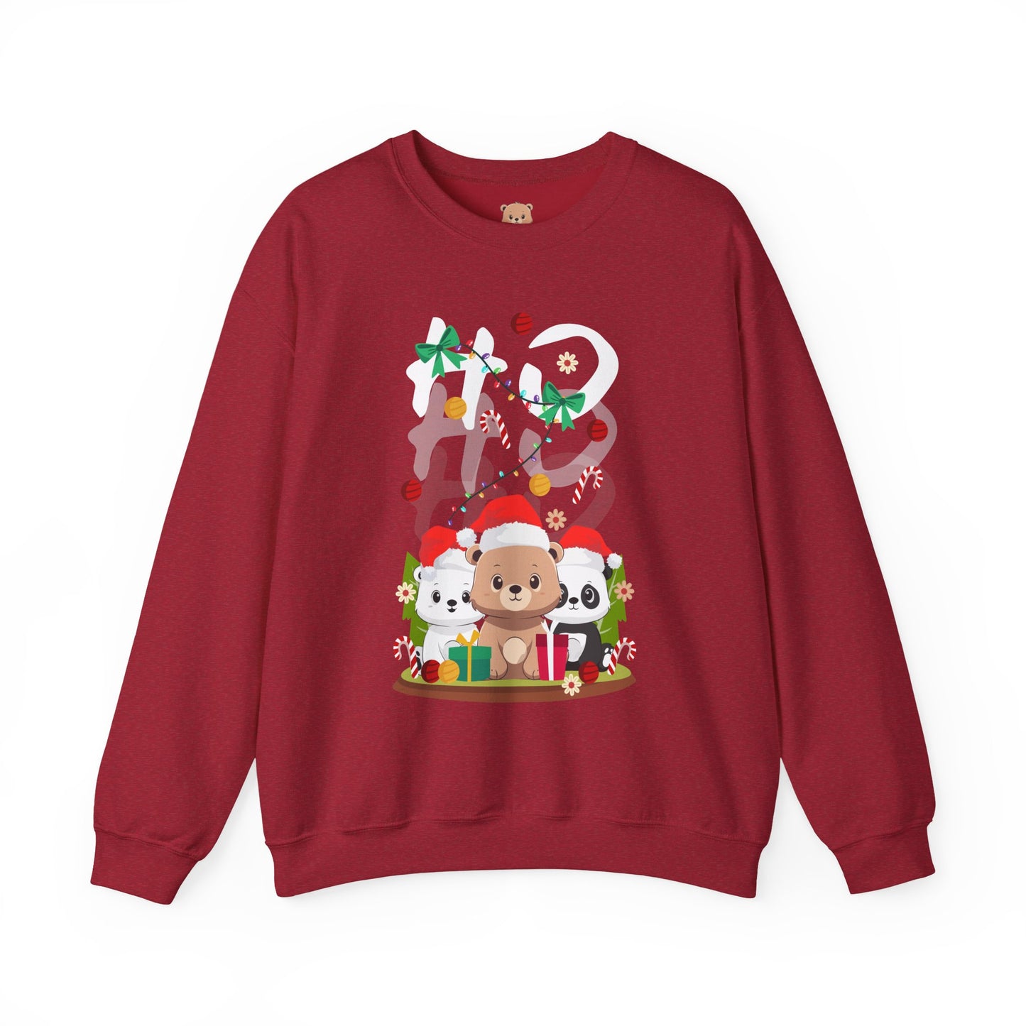 Ho Ho Ho Christmas bears (front) unisex cozy crewneck sweatshirt