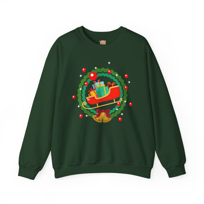 Santa coming with Christmas gifts (front) unisex cozy crewneck sweatshirt