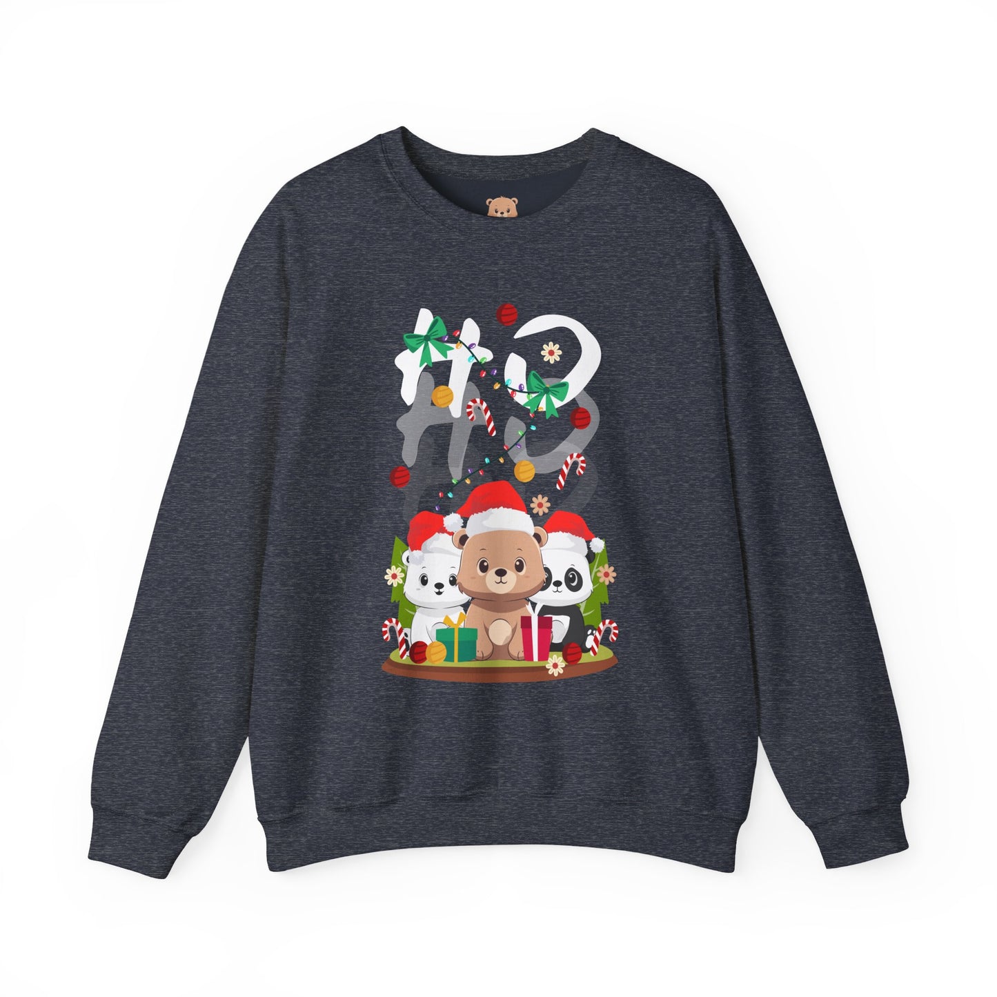 Ho Ho Ho Christmas bears (front) unisex cozy crewneck sweatshirt