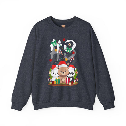 Ho Ho Ho Christmas bears (front) unisex cozy crewneck sweatshirt