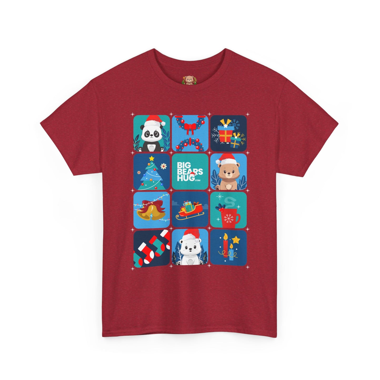 Bear hug cool Christmas grid (front) unisex crewneck t-shirt