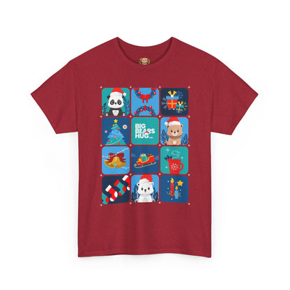 Bear hug cool Christmas grid (front) unisex crewneck t-shirt