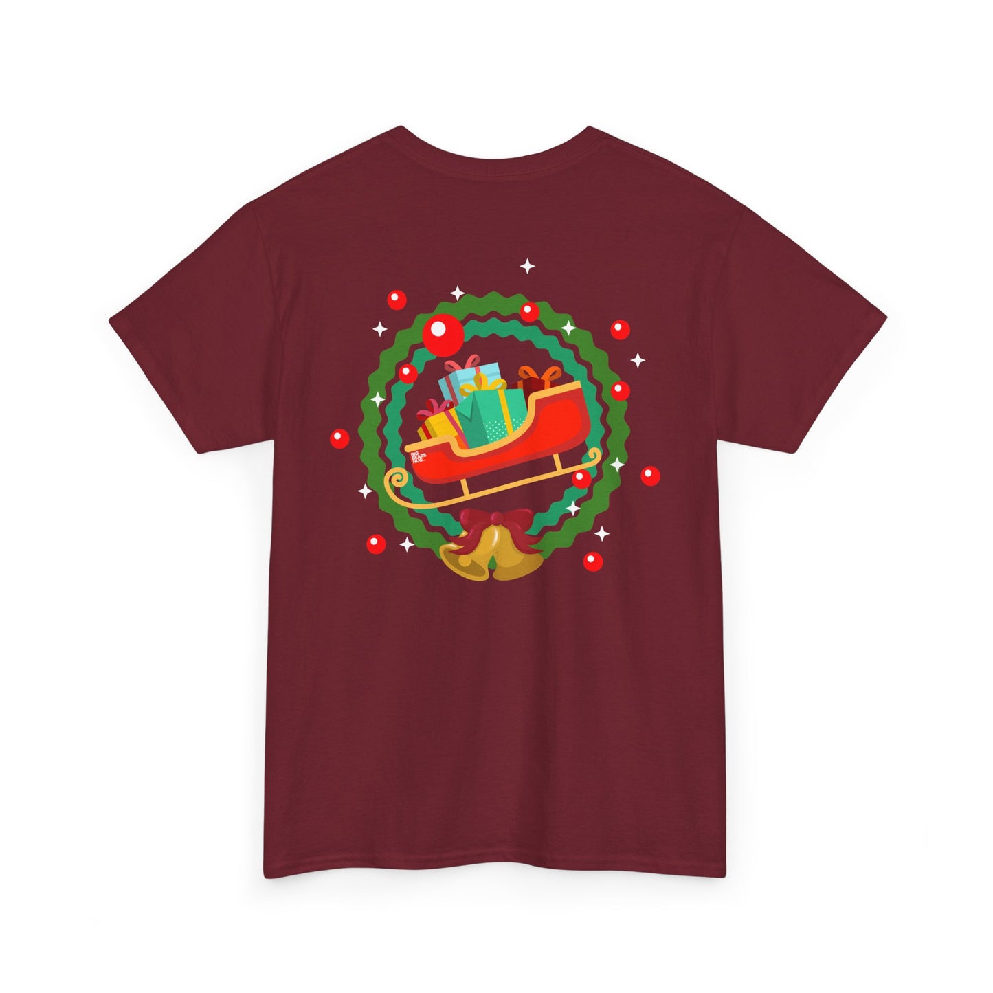 Santa coming with Christmas gifts (back) unisex crewneck t-shirt