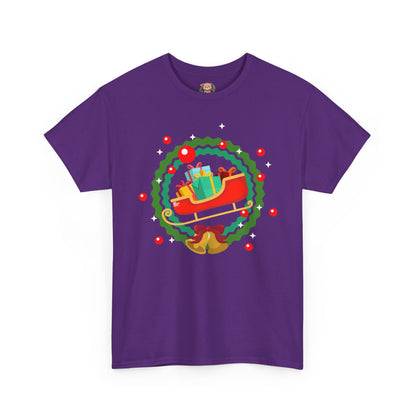 Santa coming with Christmas gifts (front) unisex crewneck t-shirt