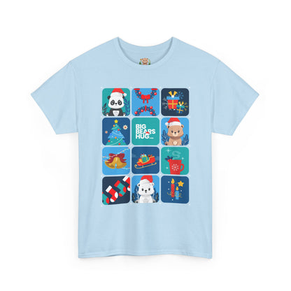 Bear hug cool Christmas grid (front) unisex crewneck t-shirt