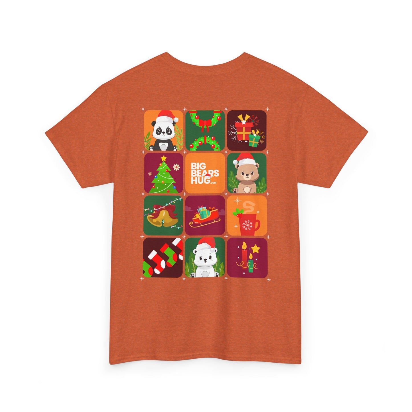 Bear hug Christmas grid (back) unisex crewneck t-shirt