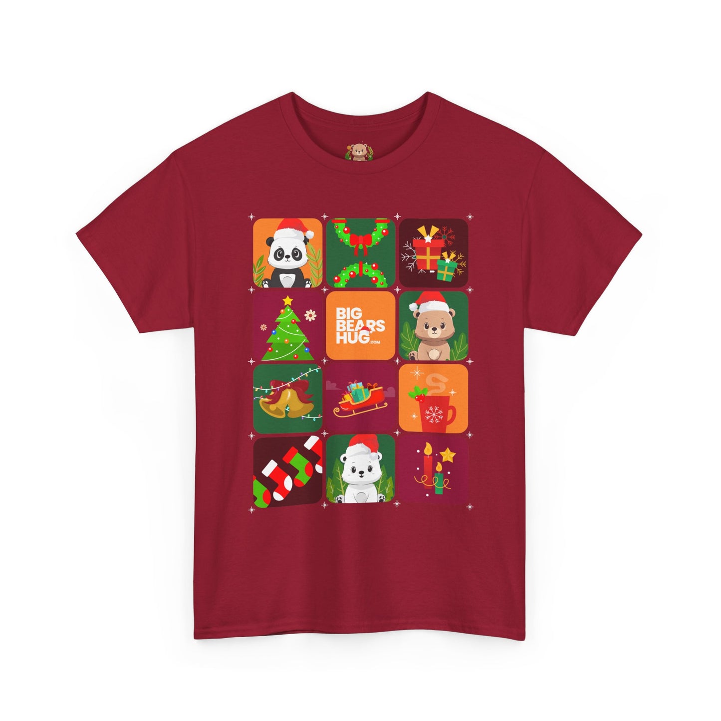 Bear hug Christmas grid (front) unisex crewneck t-shirt