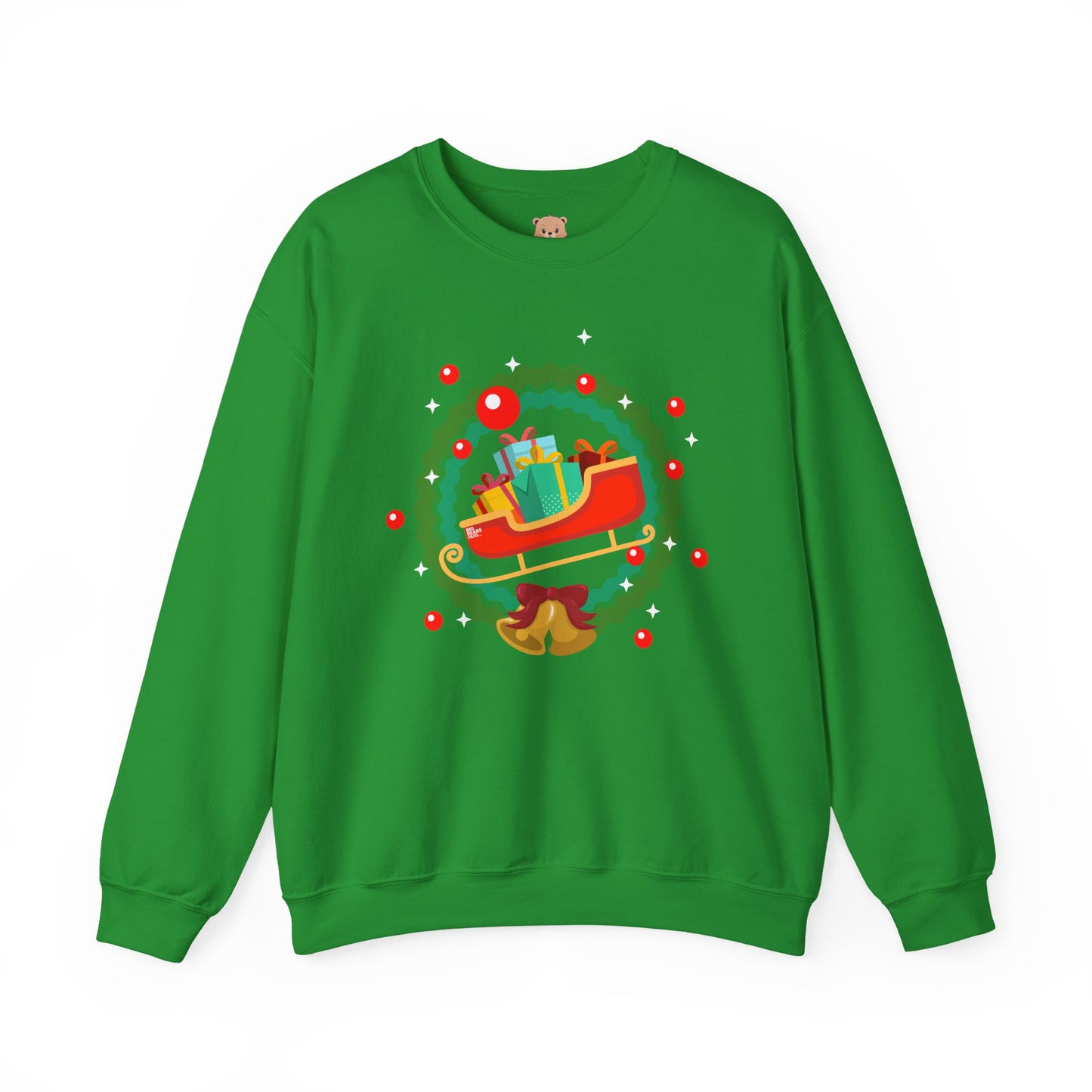 Santa coming with Christmas gifts (front) unisex cozy crewneck sweatshirt