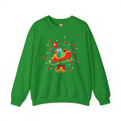 Santa coming with Christmas gifts (front) unisex cozy crewneck sweatshirt