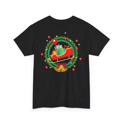 Santa coming with Christmas gifts (back) unisex crewneck t-shirt