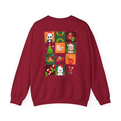 Bear hug Christmas grid (back) unisex crewneck sweatshirt