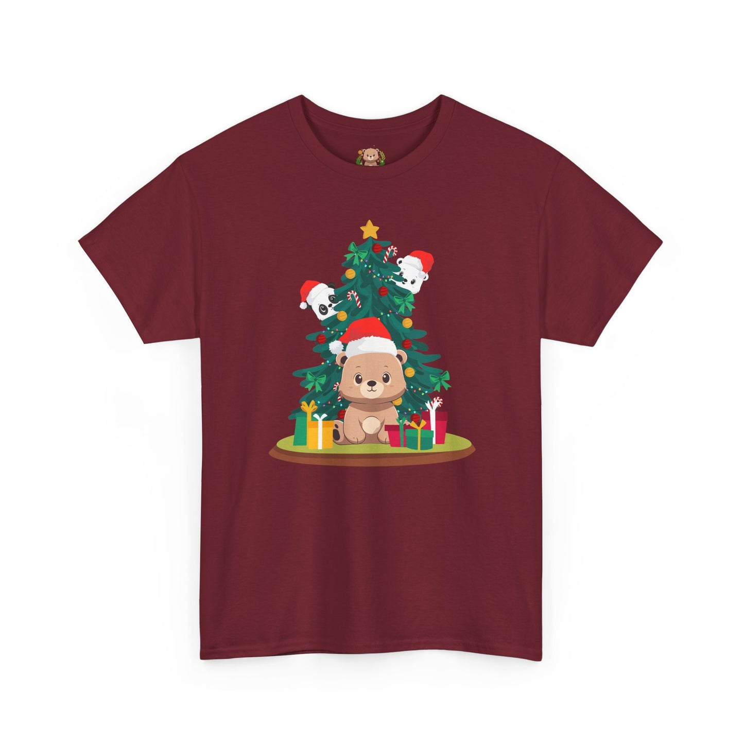 Peek a booo Christmas Santa bears (front) unisex crewneck t-shirt