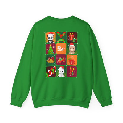 Bear hug Christmas grid (back) unisex crewneck sweatshirt