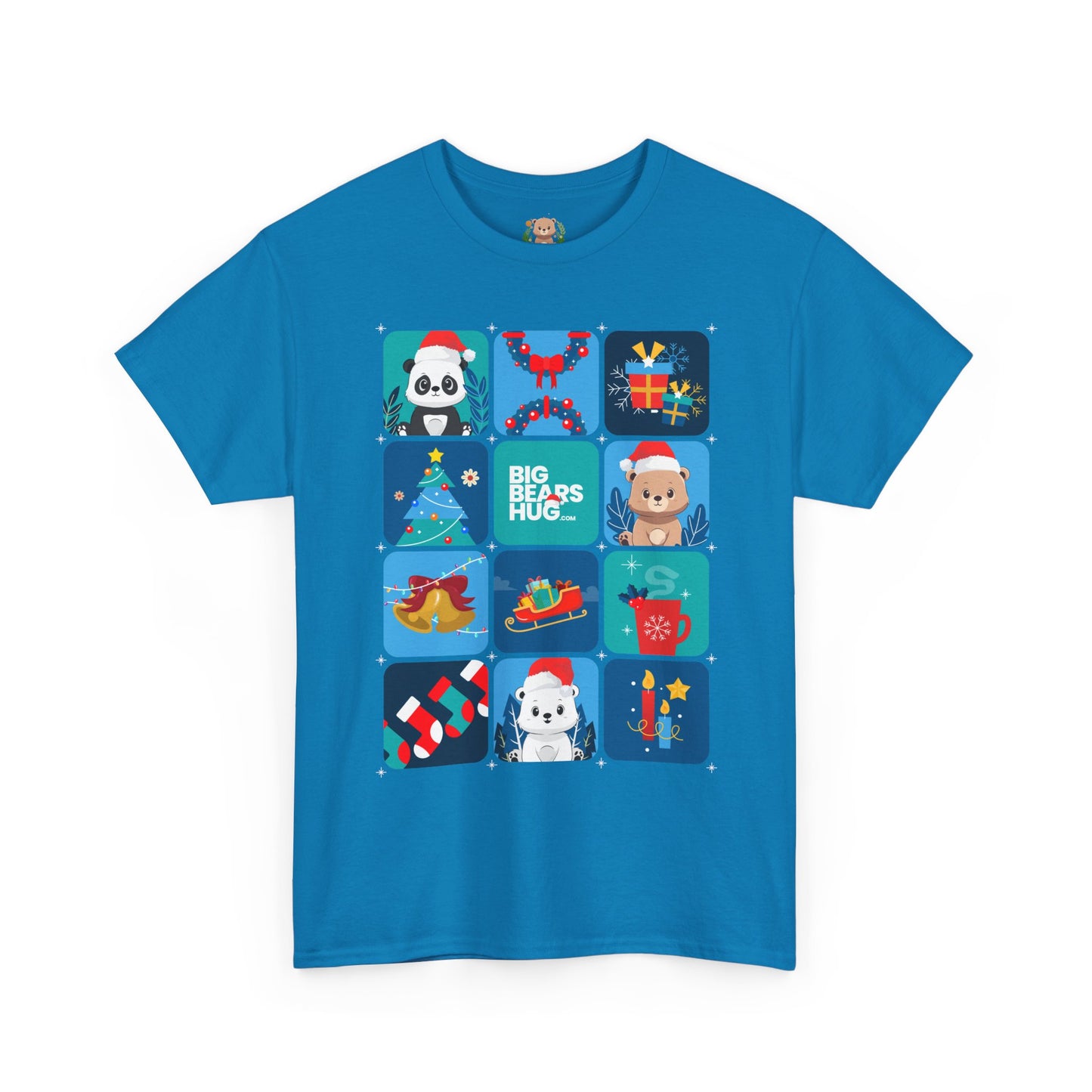 Bear hug cool Christmas grid (front) unisex crewneck t-shirt