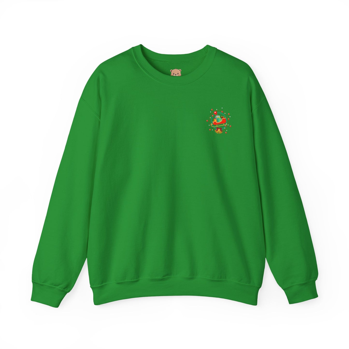 Santa coming with mini Christmas gifts (front) unisex cozy crewneck sweatshirt