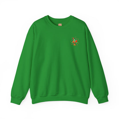 Santa coming with mini Christmas gifts (front) unisex cozy crewneck sweatshirt