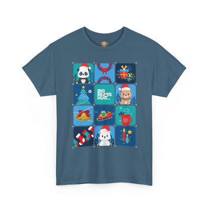 Bear hug cool Christmas grid (front) unisex crewneck t-shirt