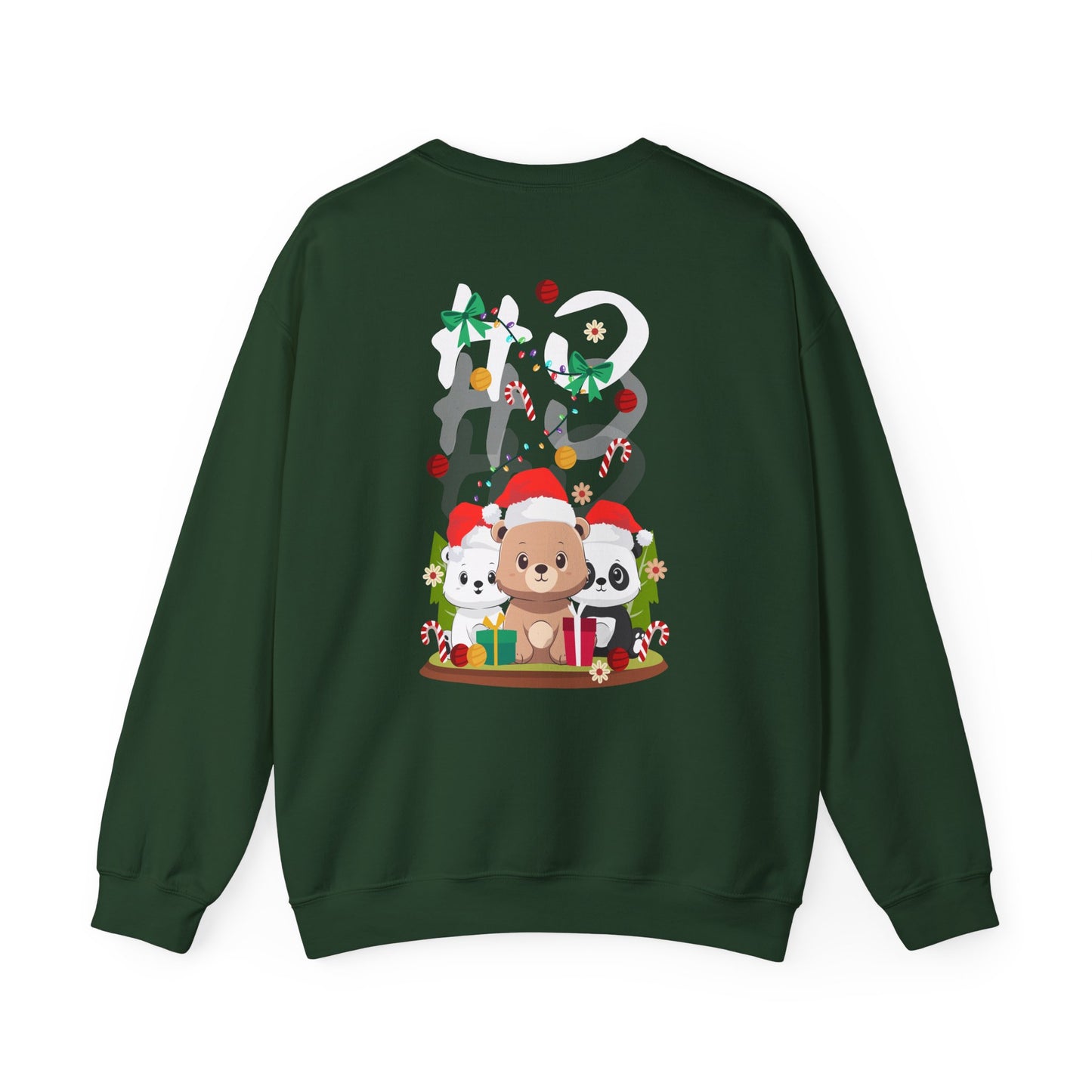 Ho Ho Ho Christmas bears (back) unisex cozy crewneck sweatshirt