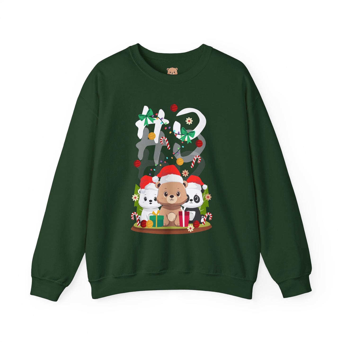 Ho Ho Ho Christmas bears (front) unisex cozy crewneck sweatshirt
