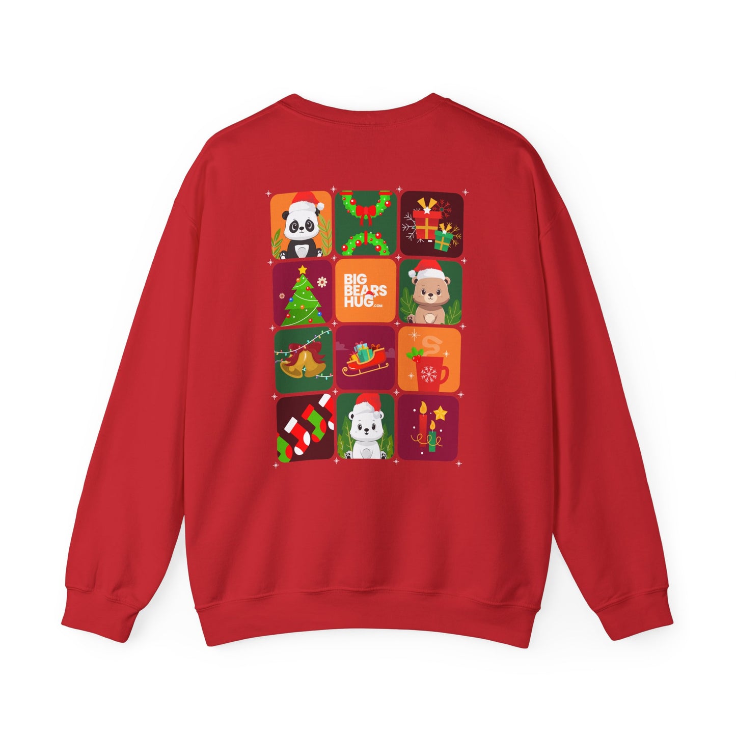 Bear hug Christmas grid (back) unisex crewneck sweatshirt