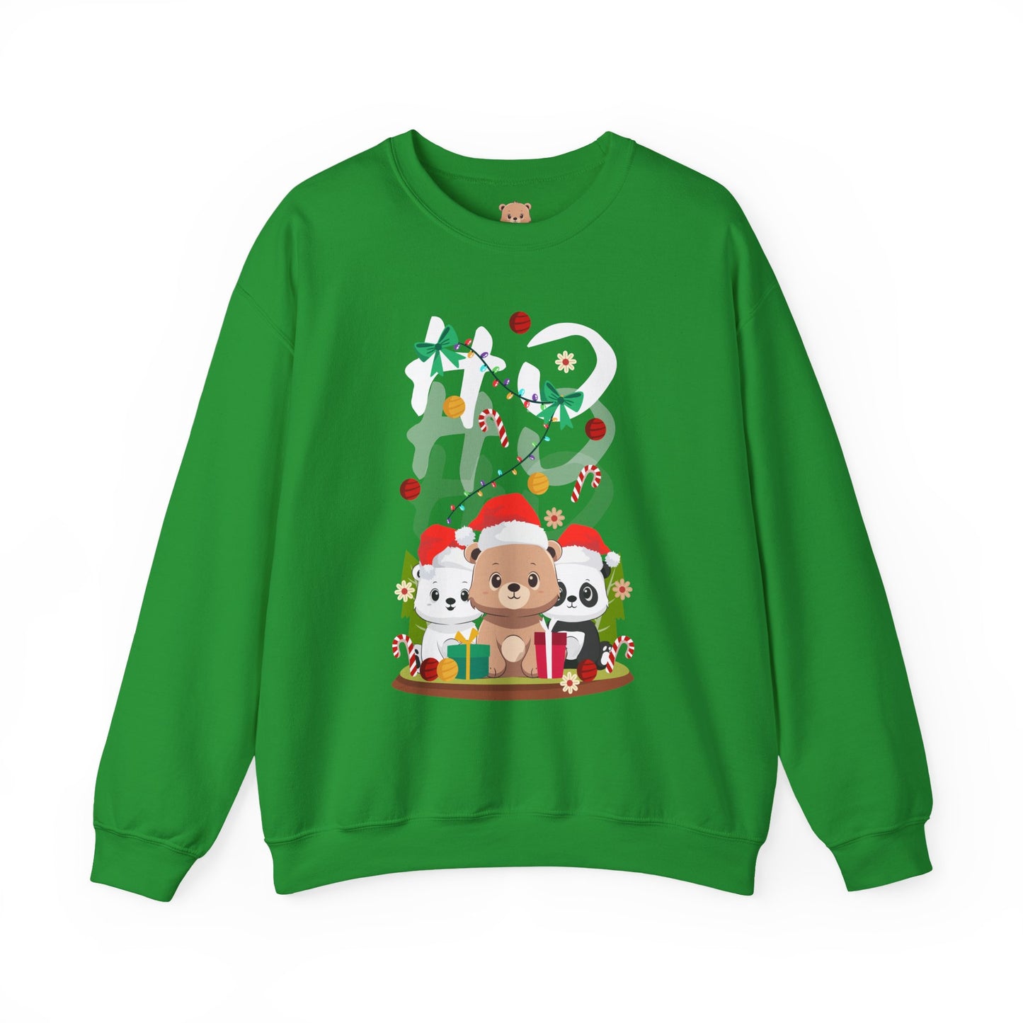 Ho Ho Ho Christmas bears (front) unisex cozy crewneck sweatshirt