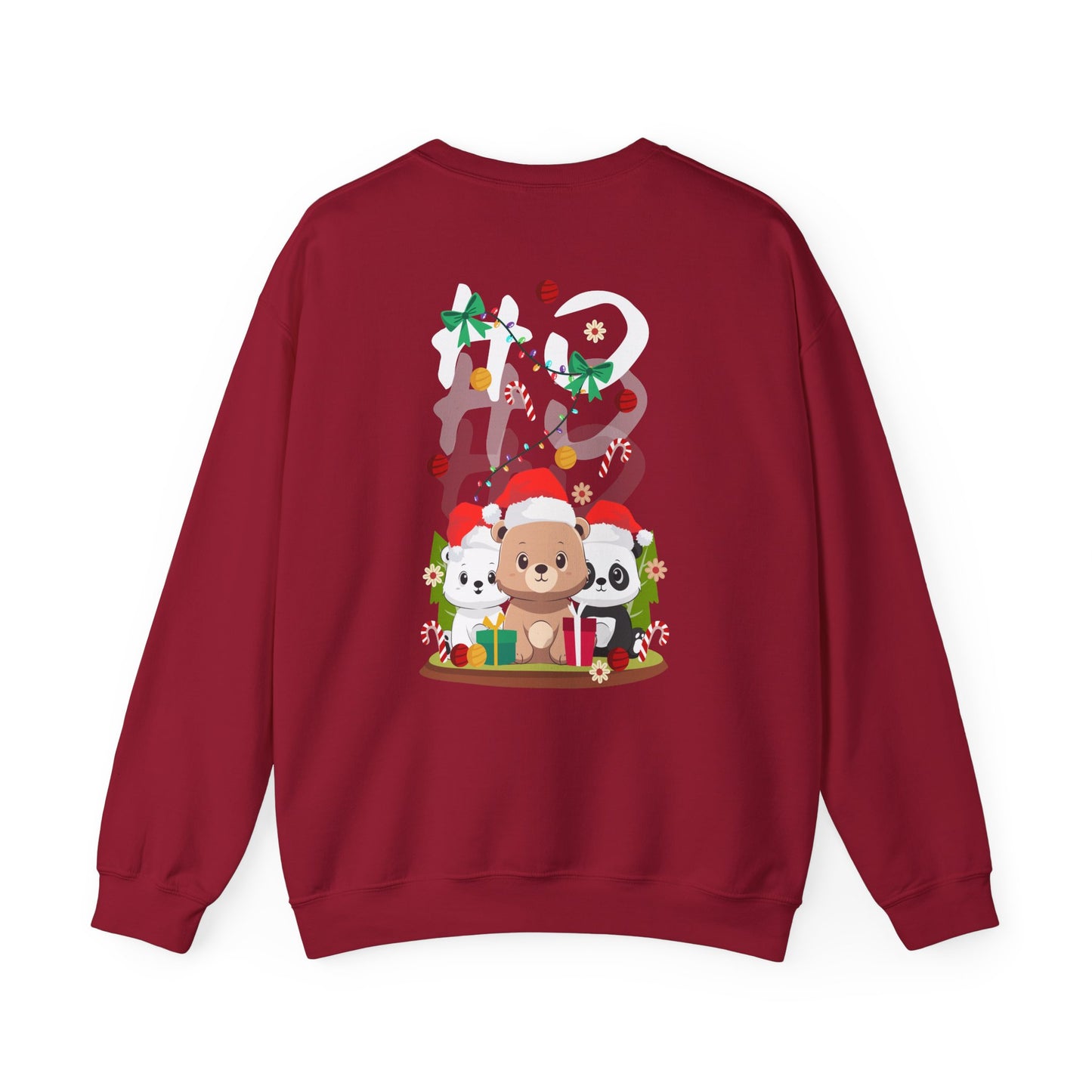 Ho Ho Ho Christmas bears (back) unisex cozy crewneck sweatshirt