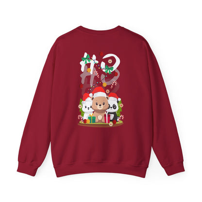 Ho Ho Ho Christmas bears (back) unisex cozy crewneck sweatshirt