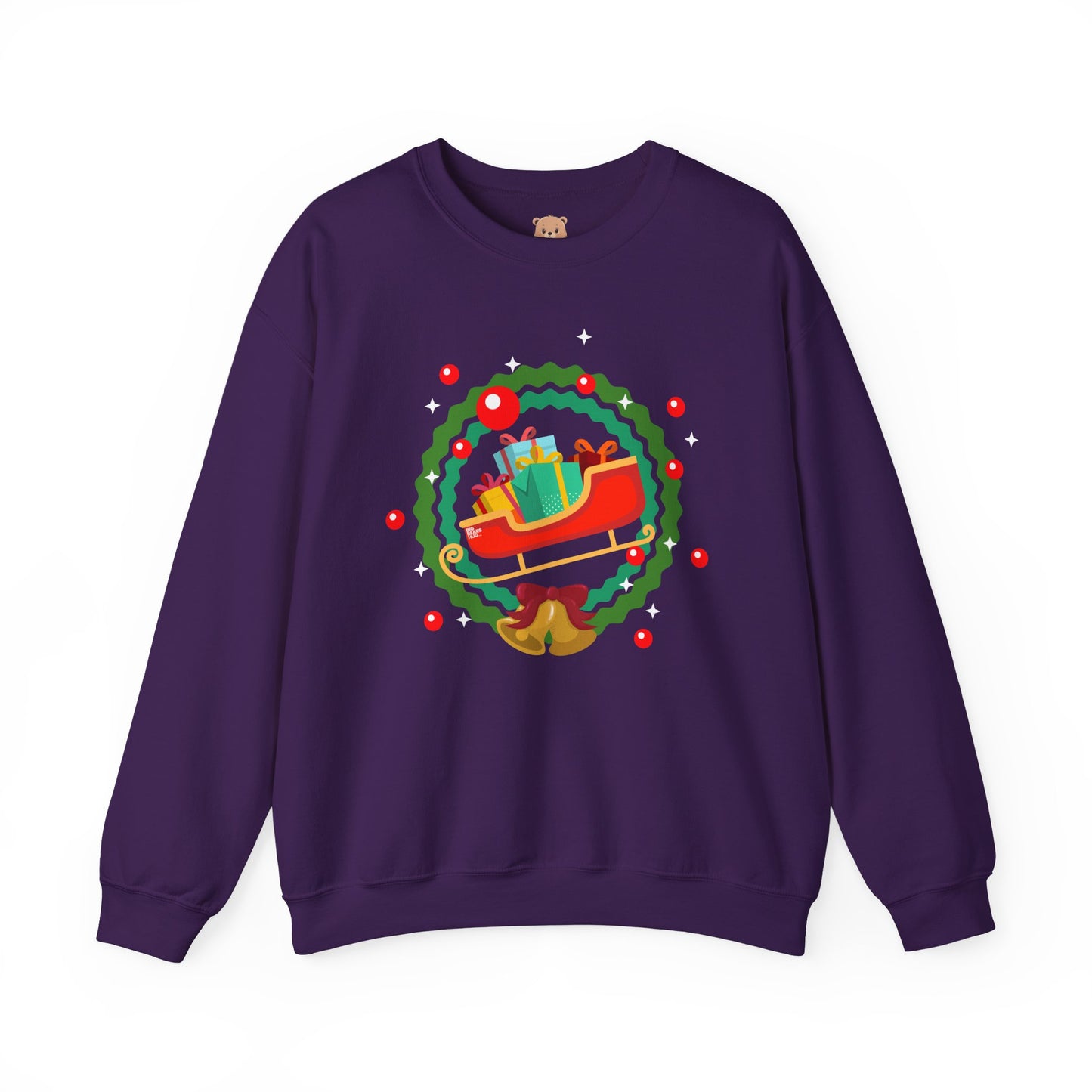 Santa coming with Christmas gifts (front) unisex cozy crewneck sweatshirt