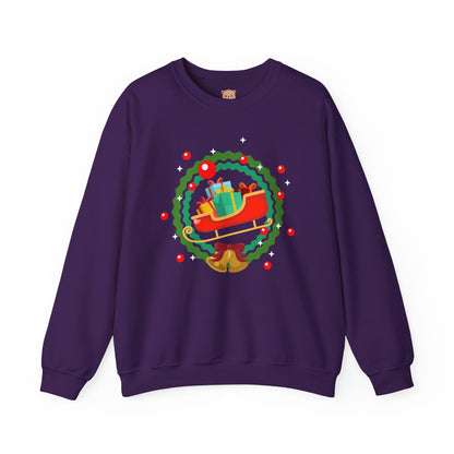 Santa coming with Christmas gifts (front) unisex cozy crewneck sweatshirt
