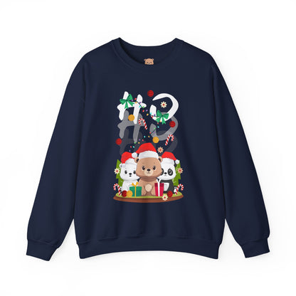 Ho Ho Ho Christmas bears (front) unisex cozy crewneck sweatshirt