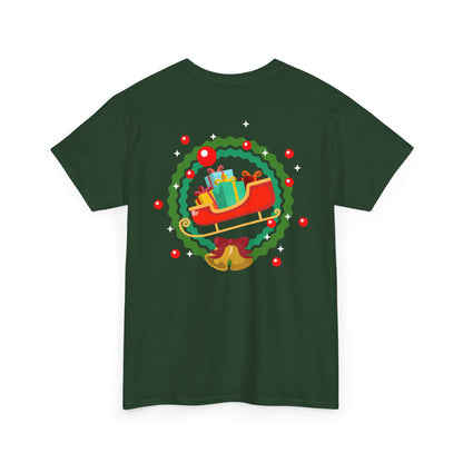 Santa coming with Christmas gifts (back) unisex crewneck t-shirt