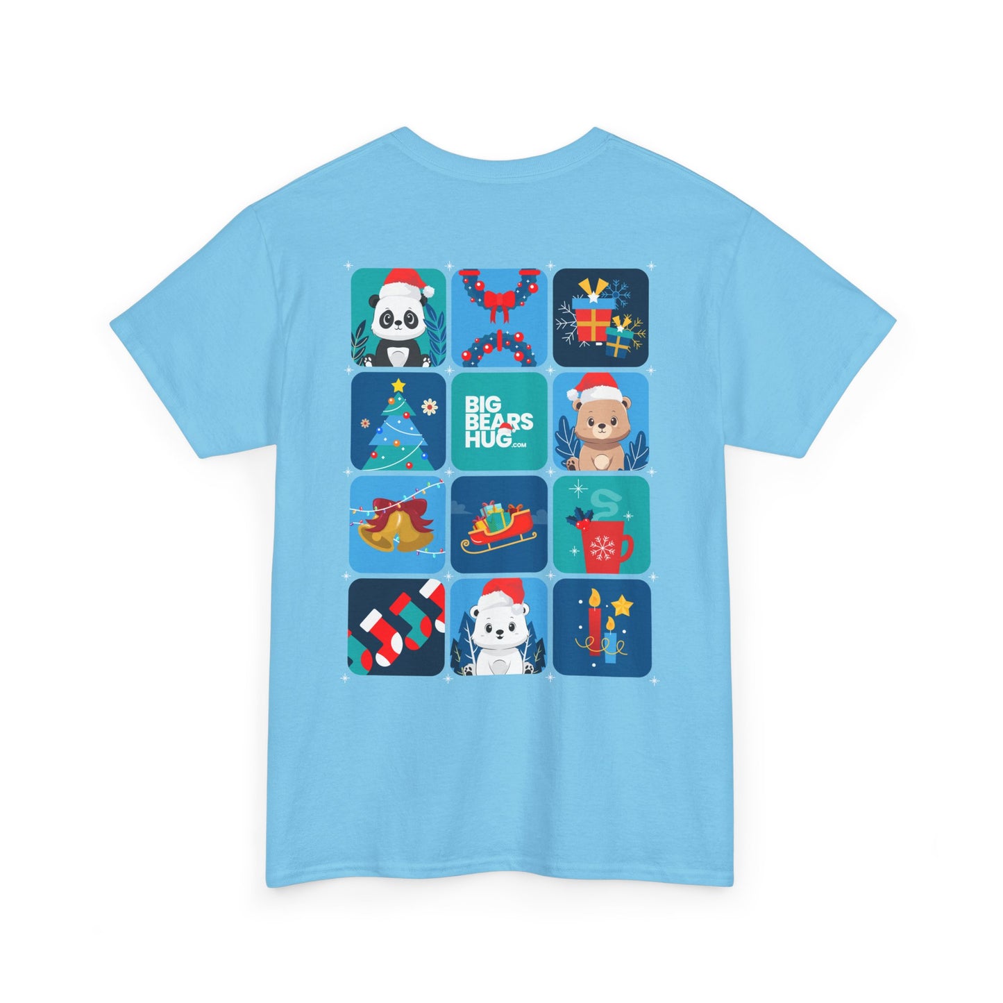 Bear hug cool Christmas grid (back) unisex crewneck t-shirt