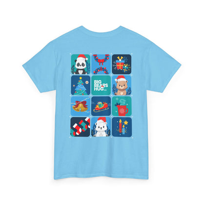 Bear hug cool Christmas grid (back) unisex crewneck t-shirt