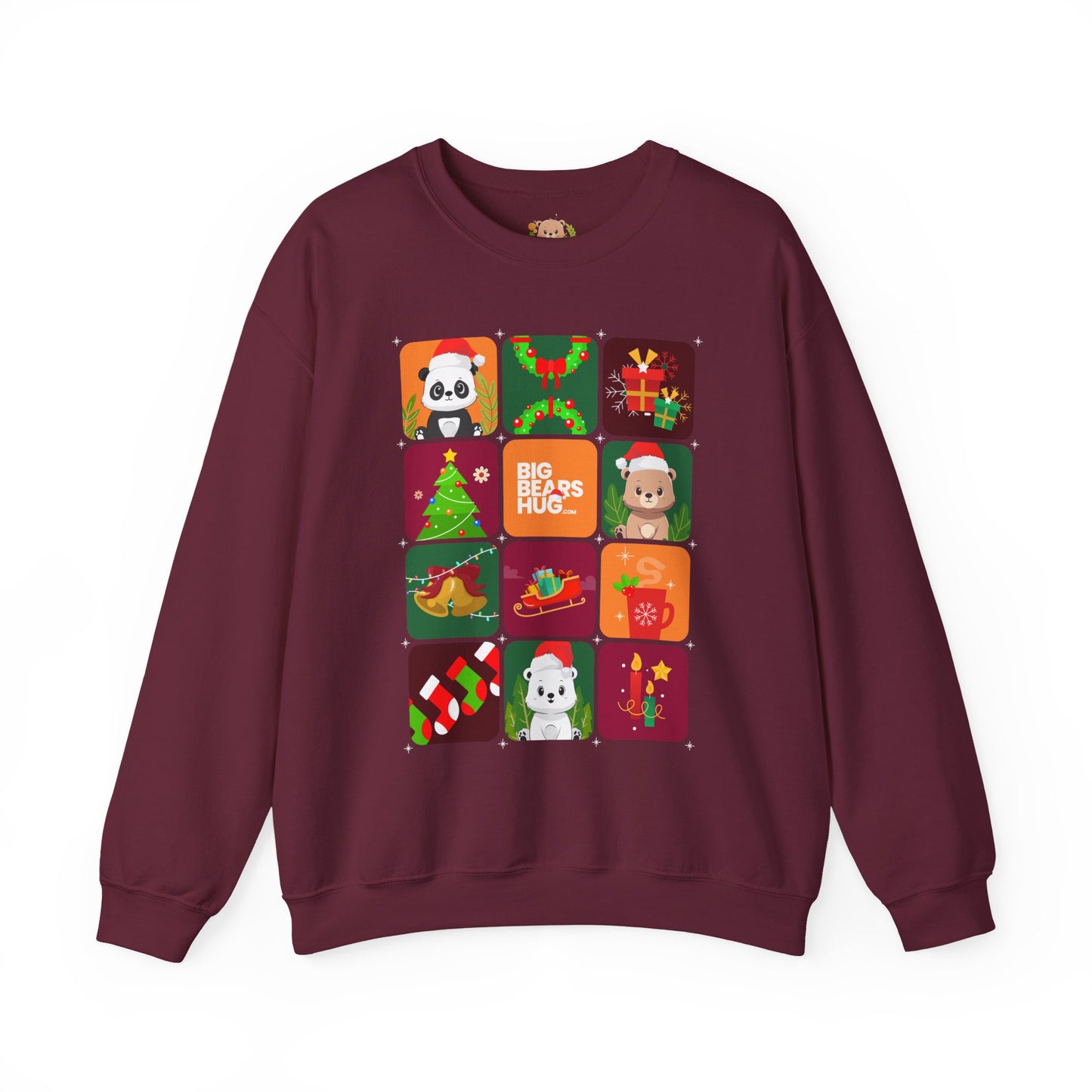 Bear hug Christmas grid (front) unisex crewneck sweatshirt